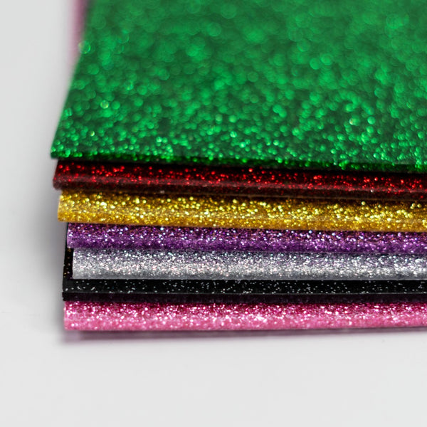 10 Pack - Glitter Acrylic Sheet - Variety Pack - 0.125" (3mm) Thick - 11.72" x 19"