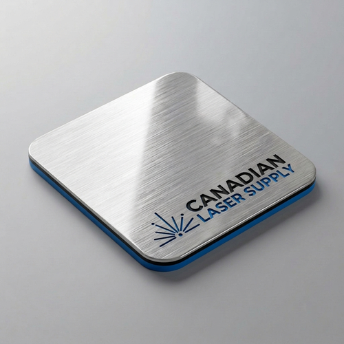 Rowmark® Brushed Silver on Black on Blue 3-Ply Acrylic - 1/16" (1.5mm) Thick