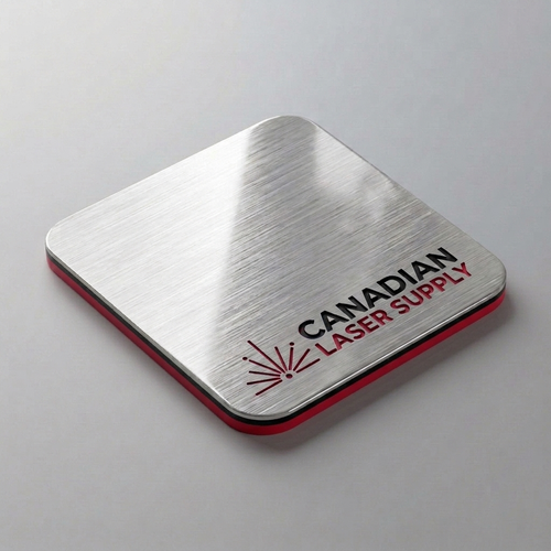 Rowmark® Brushed Silver on Black on Red 3-Ply Acrylic - 1/16" (1.5mm) Thick