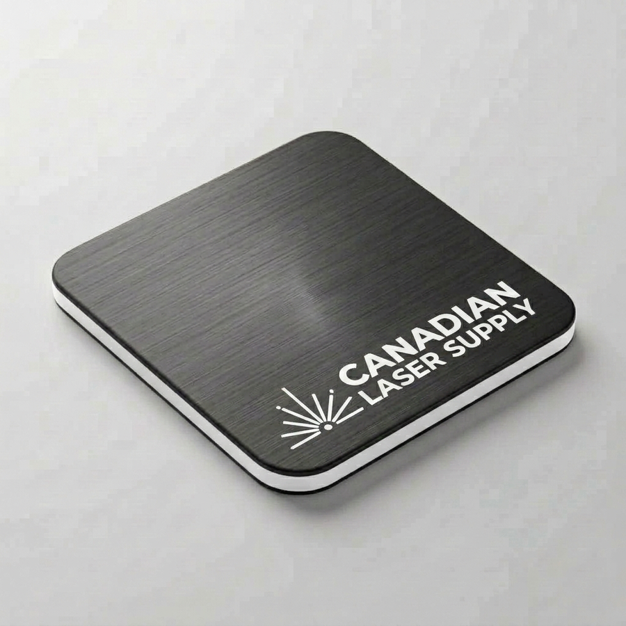 Rowmark® Brushed Charcoal on White 2-Ply Acrylic - 1/16" (1.5mm) Thick