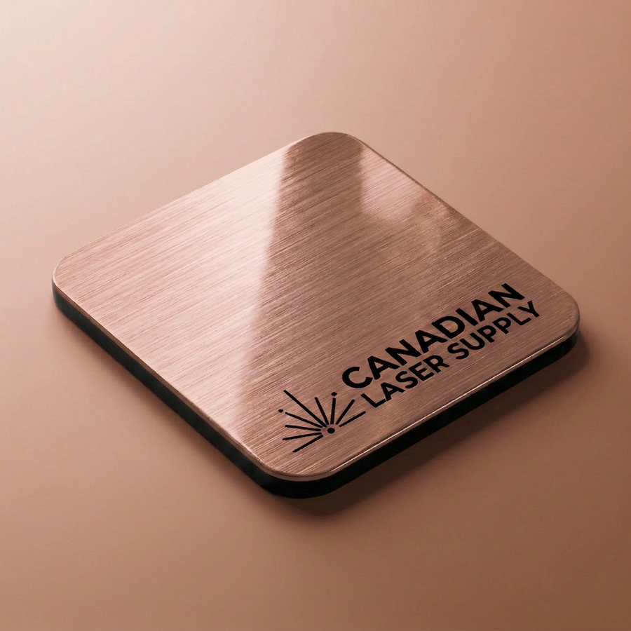 Rowmark® Brushed Copper on Black 2-Ply Acrylic - 1/16" (1.5mm) Thick