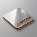 Rowmark® Brushed Silver on Black on Orange 3-Ply Acrylic - 1/16" (1.5mm) Thick - Special Order
