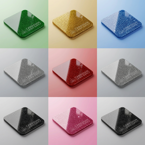 10 Pack - Glitter Acrylic Sheet - Variety Pack - 0.125" (3mm) Thick - 11.72" x 19"
