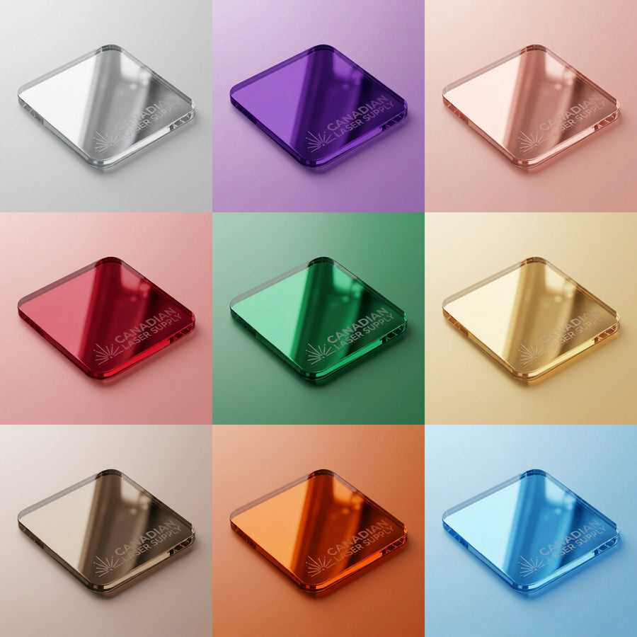 Plaque Acrylique Effet Miroir, Lot de 10 - 29,77 x 48,26 cm - 3 mm - Couleurs Assorties