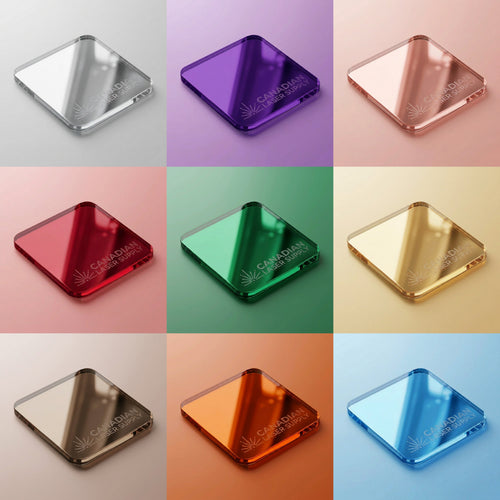 Mirrored Acrylic Sheet - Opaque Colors - Multiple Colors Available - 0.125" (3mm) Thick