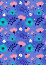 Blue Floral Pattern Acrylic Sheet - 0.125" (3mm) Thick