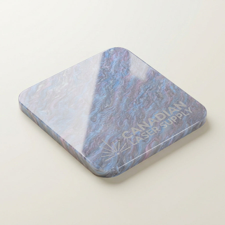 Plaque acrylique imitation marbre argenté - 0,125" (3 mm) d'épaisseur