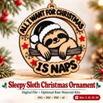 Layered Sloth Christmas Ornament | SVG Laser Cut File & Material Kits