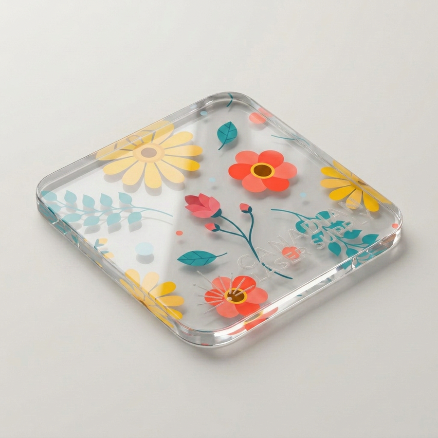 Transparent Floral Pattern Acrylic Sheet - 0.125" (3mm) Thick