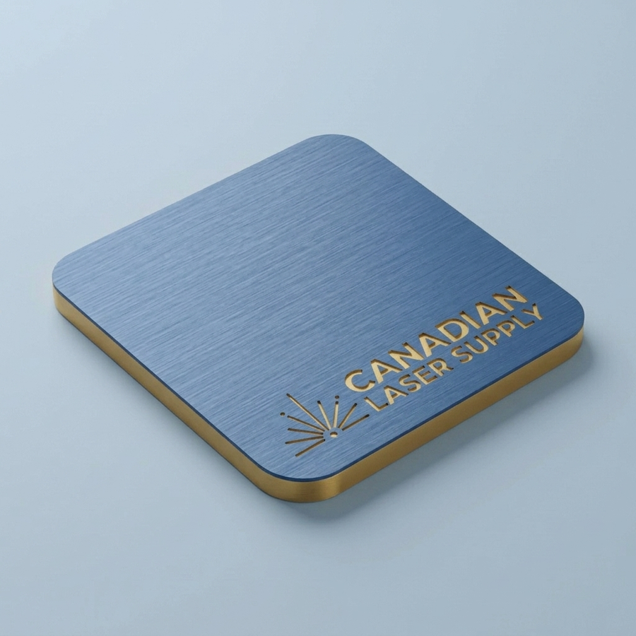 Rowmark® Brushed Blue on Gold 2-Ply Acrylic - 1/16" (1.5mm) Thick - Special Order