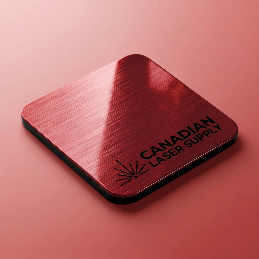 Brushed Red on Black 2-Ply Acrylic - 1/16" (1.5mm) Thick