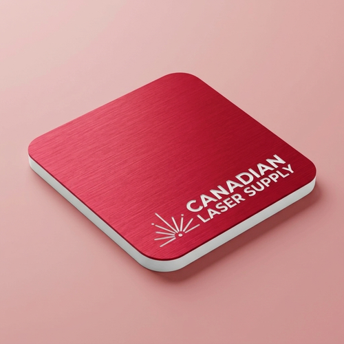Rowmark® Brushed Red on White 2-Ply Acrylic - 1/16" (1.5mm) Thick - Special Order