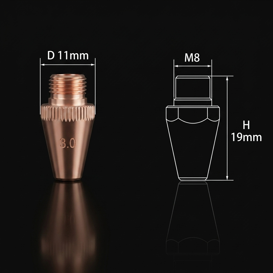 Fiber Tube Laser Nozzle - 11mm Diameter - M8x0.75