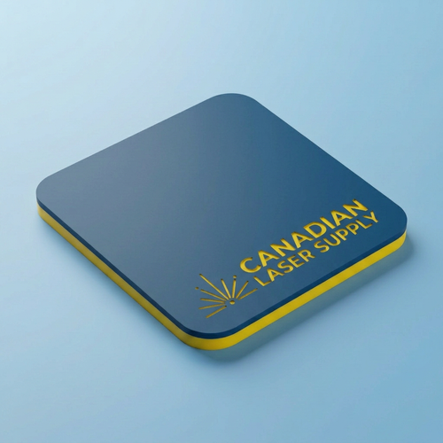 Rowmark®  Sky Blue on Yellow 2-Ply Acrylic - 1/16" (1.5mm) Thick - Special Order