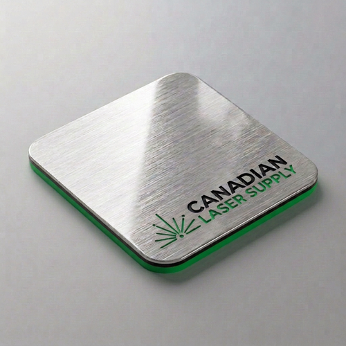 Rowmark® Brushed Silver on Black on Green 3-Ply Acrylic - 1/16" (1.5mm) Thick - Special Order