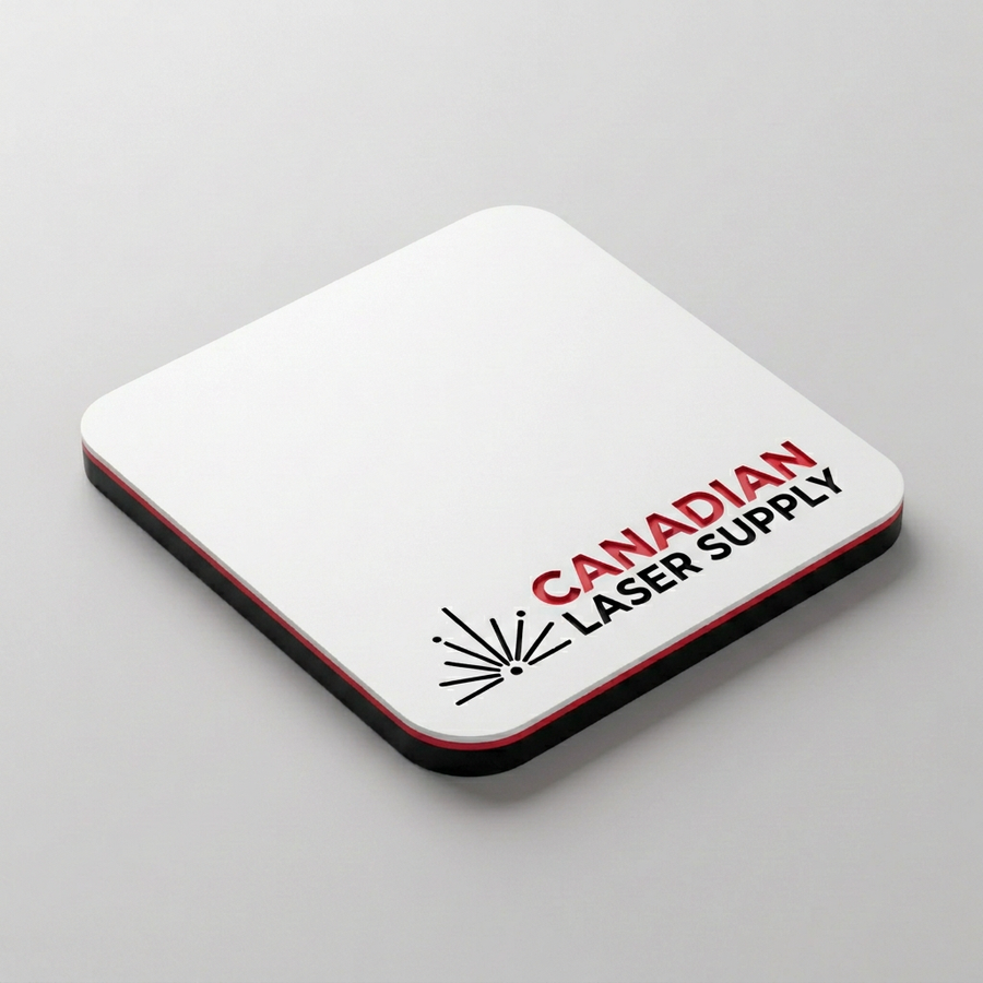 Rowmark® White on Red on Black 3-Ply Acrylic - 1/16" (1.5mm) Thick - Special Order