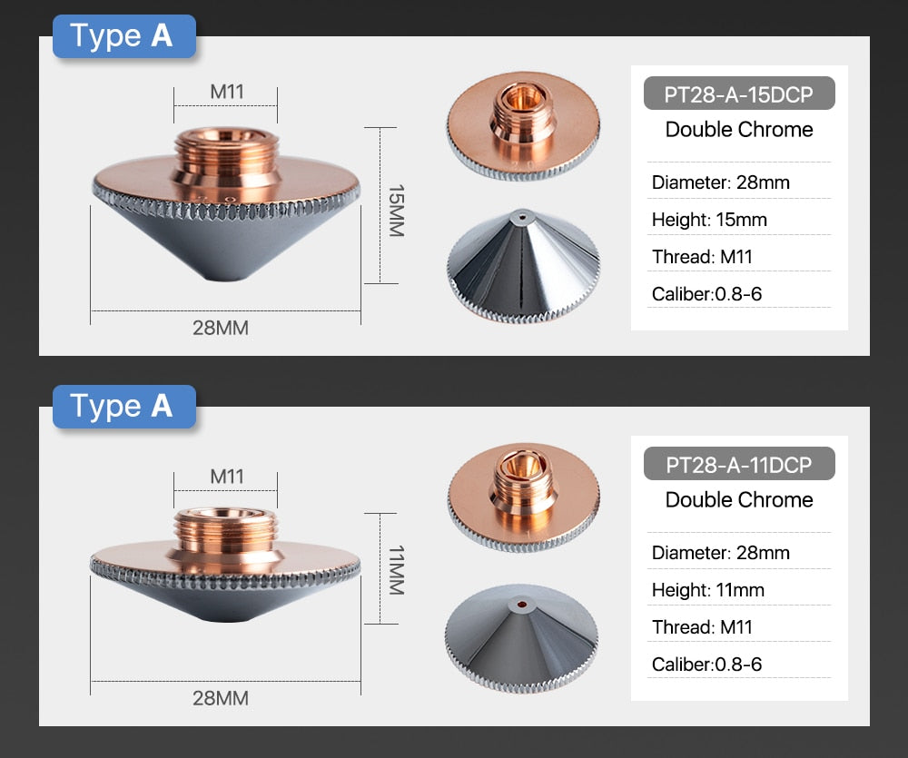 Laser Nozzle - 28mm - For CO2 and Fiber Laser Cutters